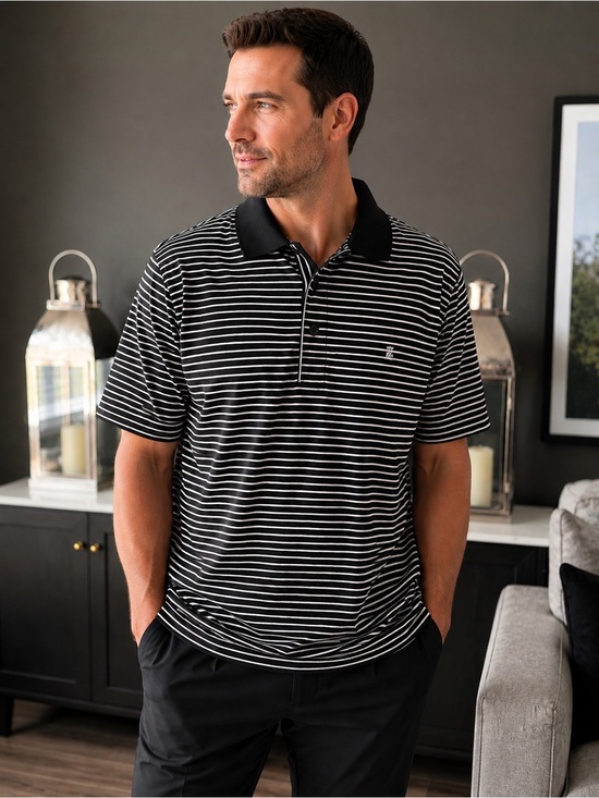 Izod Other - IZOD Golf Black White Striped Performance Polo Shirt XXL